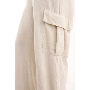 Pantalón tiro alto con bolsillos en costados crudo para mujer