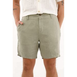 Bermuda chino en 100% lino verde para hombre