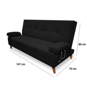 SOFA CAMA FERRATI CON BRAZOS LINO NEGRO