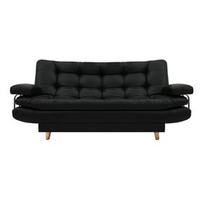 SOFA CAMA DAMASCO CON BRAZOS LINO NEGRO