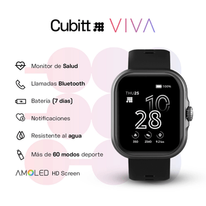 Smartwatch Reloj Inteligente Cubitt Viva 1.84 Pulg. Obsidian Black