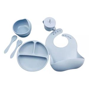 Vajilla Para Bebe En Silicona 7 Piezas Azul