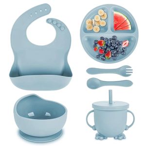 Vajilla Para Bebe En Silicona 7 Piezas Azul