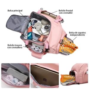 Maleta Impermeable Gimnasio Bolso Deportivo Viajes Unisex T60 Rosa