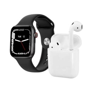 Combo Reloj Smartwatch Con Audifonos Y Doble Pulso Negro