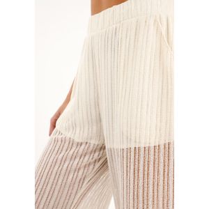 Pantalón Recto de tejido abierto crudo para mujer