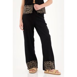 Pantalón negro recto con pretina elástica para mujer