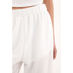 Pantalón Recto crudo en tejido de punto para mujer
