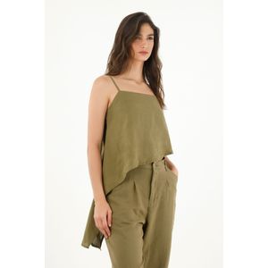 Camisa verde en 100% lino para mujer
