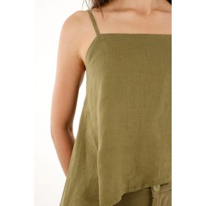 Camisa verde en 100% lino para mujer