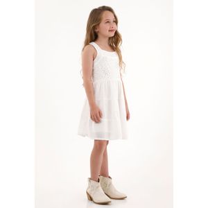 Vestido corto con boleros en falda crudo para niña