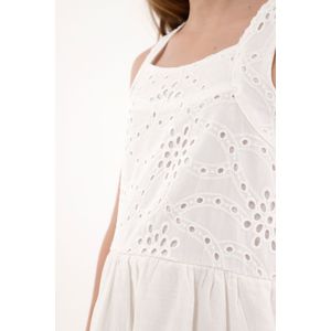 Vestido corto con boleros en falda crudo para niña