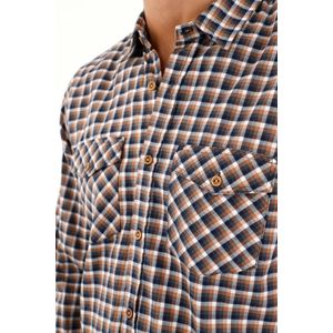 Camisa leñadora con botones en madera café para hombre