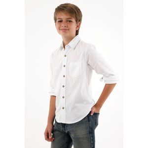 Camisa Oxford manga larga blanca para niño