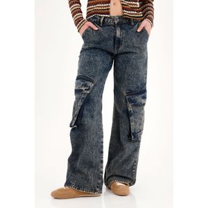 Jean Wide Leg tiro bajo cargo para mujer