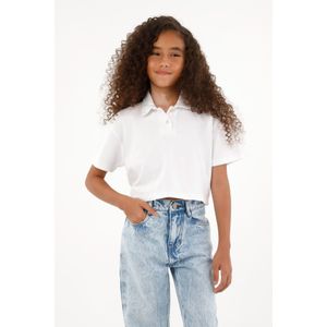 Camiseta tipo polo blanca para niña