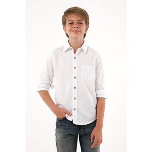 Camisa Oxford manga larga blanca para niño