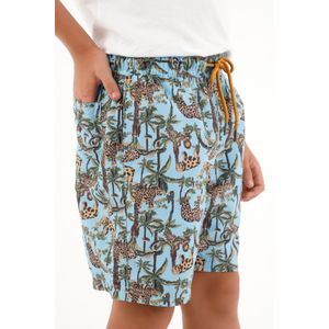 Pantaloneta de baño azul con estampado de la selva para niño