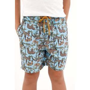 Pantaloneta de baño azul con estampado de la selva para niño