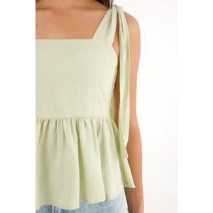 Camisa verde de tiras y escote recto para mujer