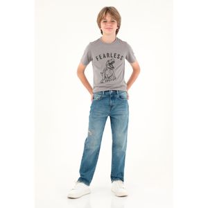 Jean azul con roto localizado para niño
