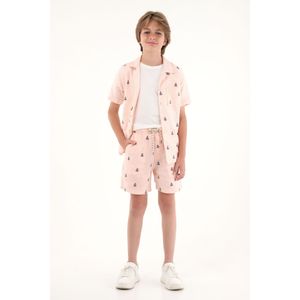 Bermuda rosada con bordado de veleros para niño