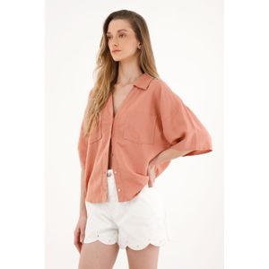 Camisa oversize manga corta naranja para mujer