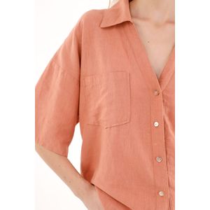 Camisa oversize manga corta naranja para mujer