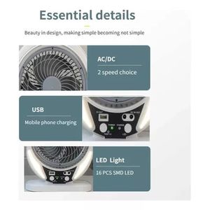Ventilador Recargable Con Panel Solar 8025