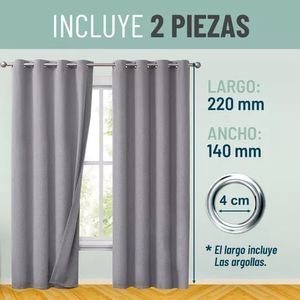 Cortina Semi Blackout Termica Set 2 140x220 Aislante Gris