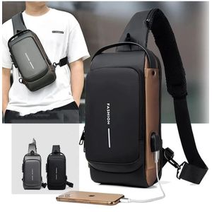 Bolso Antirobo Manos Libres Mini Morral Unisex Tipo Pechera Negro Café