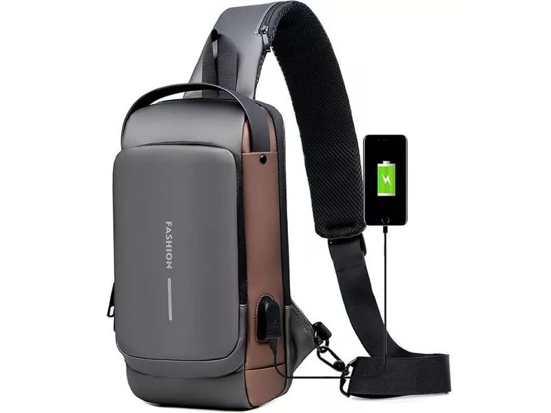 Bolso Antirobo Manos Libres Mini Morral Unisex Tipo Pechera Negro