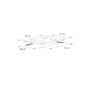 Estufa De Empotrar ABBA 60CM 4 Puestos Gas Natural CG401V5D Negro