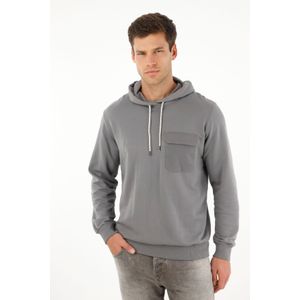 Buzo Hoodie de diseño cerrado gris para hombre