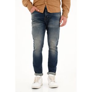 Jean Skinny de tiro medio azul para hombre