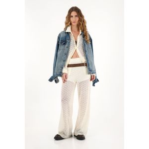 Pantalón Wide Leg crudo tejido para mujer