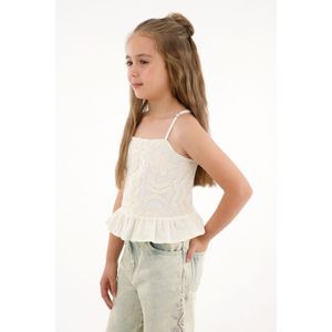 Camisa de tiras y escote recto crudo para niña