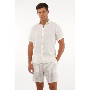 Camisa manga corta en 100% lino crudo para hombre