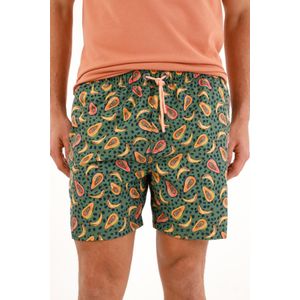 Pantaloneta de baño verde con estampado de papayas para hombre