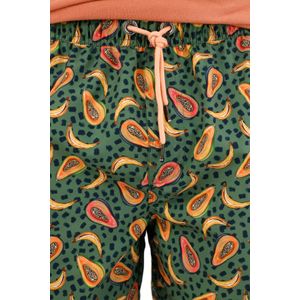 Pantaloneta de baño verde con estampado de papayas para hombre