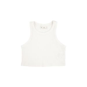 Camiseta manga sisa en rib crudo para niña