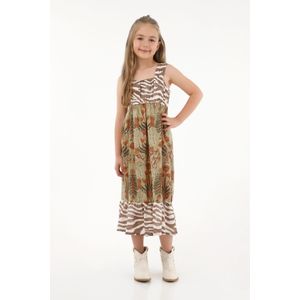 Vestido largo con mix de estampados para niña