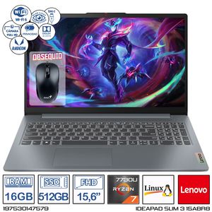 Computador Portatil Lenovo AMD Ryzen 7-7730U Ram 16GB - 512GB 15,6 Pulgadas