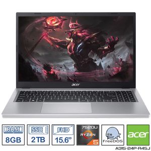 Computador Portátil Acer 15,6 Pulgadas A315-24P-R4SJ - Ryzen 5-7520u - RAM 8GB - Disco SSD 2TB - Silver