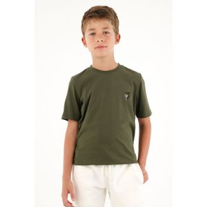 Camiseta con bordado decorativo verde para niño