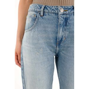 Jean Recto tiro alto con rotos localizados para mujer