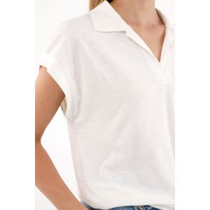 Camiseta crudo de manga rodada para mujer