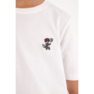 Camiseta con bordado localizado blanca para niño