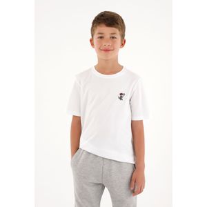 Camiseta con bordado localizado blanca para niño