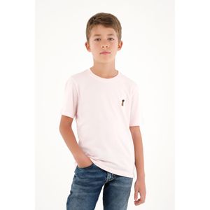 Camiseta con bordado localizado rosada para niño